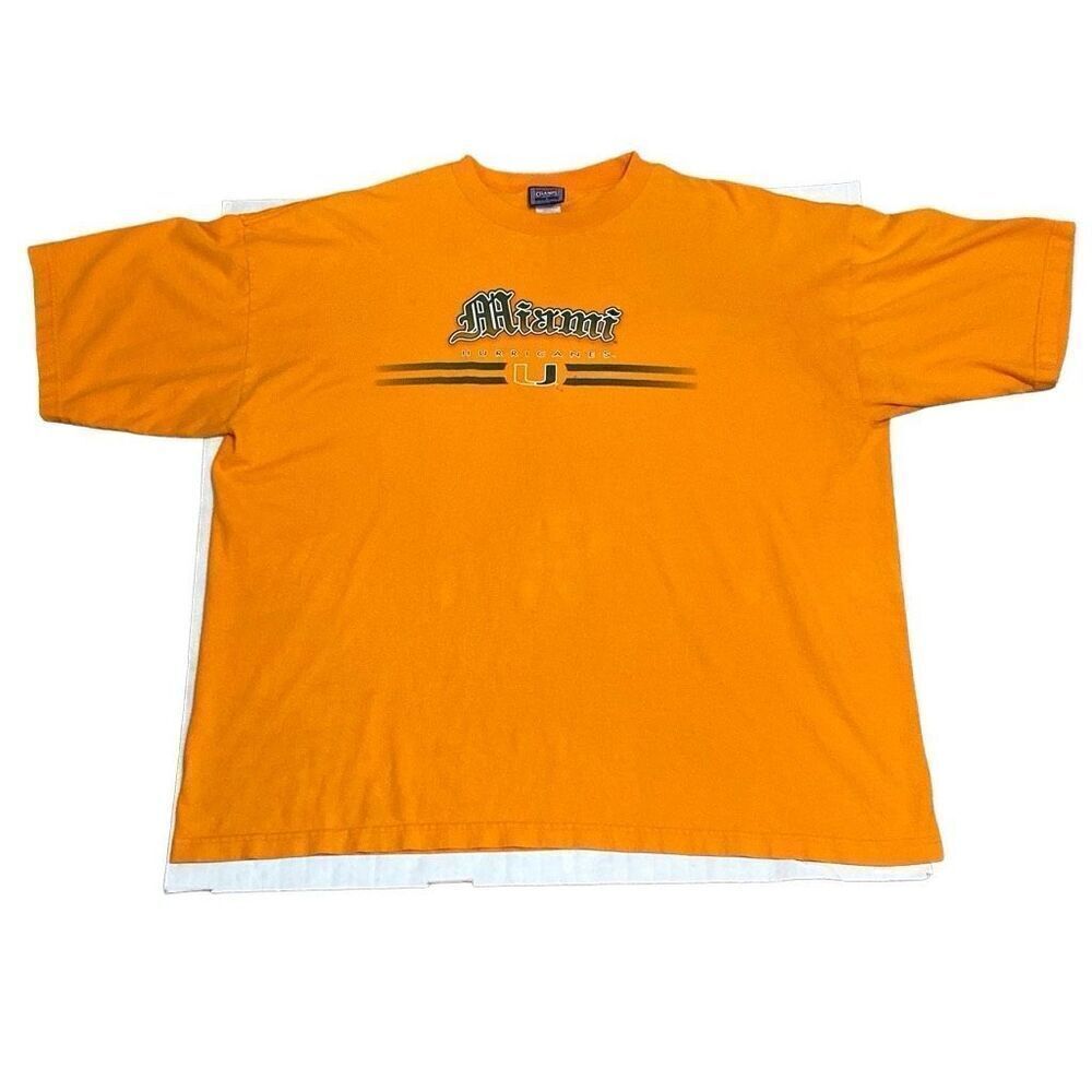 Vintage Miami Hurricanes Football The U Orange Green Logo Short Sleeve XXL
